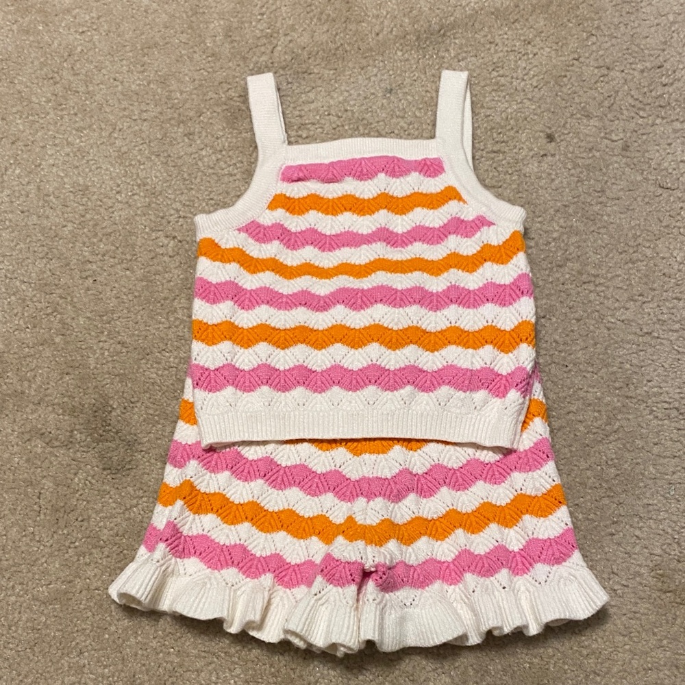 Pink and Orange Chevron Knit Set